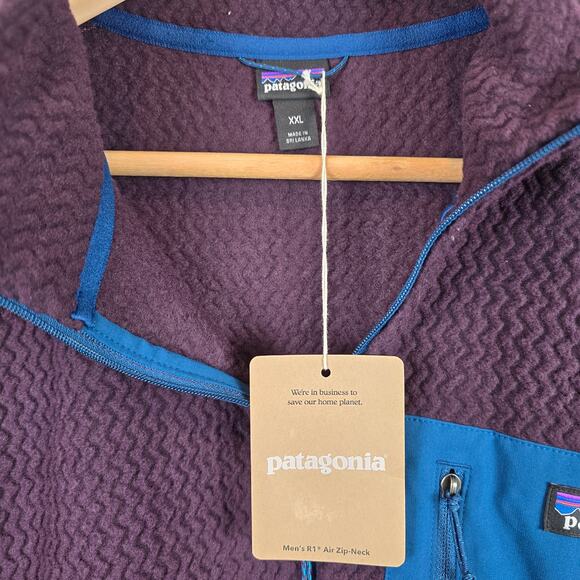 Patagonia Mens R1 Air Zip Neck Pullover Size XXL Obsidian Plum 40245 - Picture 3 of 4